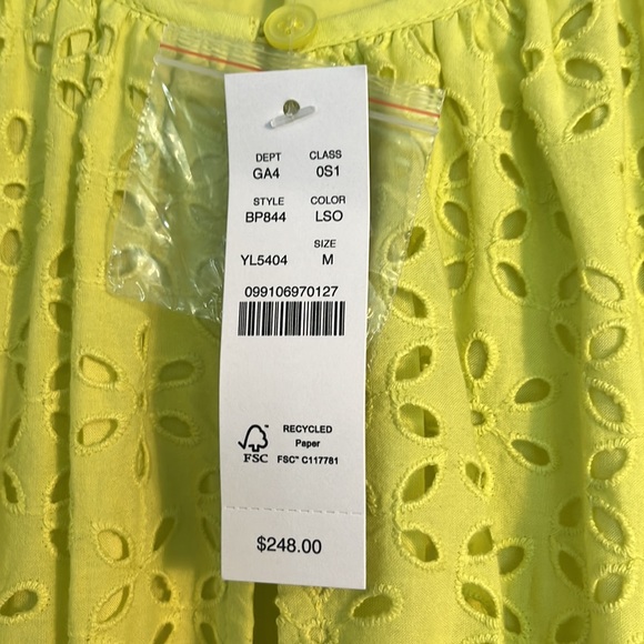 J. Crew - Provence Smocked Waist Midi Dress with Eyelets - Yellow - M - NWT - Picture 4 of 5